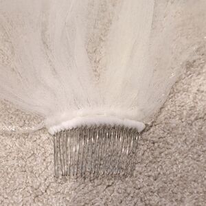 White Tulle Bridal Veil with Silver Comb